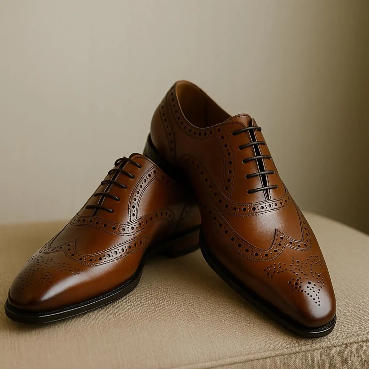 Brown Leather Brogue Oxford Shoes for Men