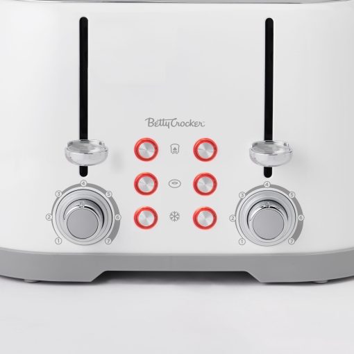 Betty Crocker 4-Slice Multi-Function Toaster, Toaster 4 Slice with Extra Wide Slots for Thick Bread, White - Image 5