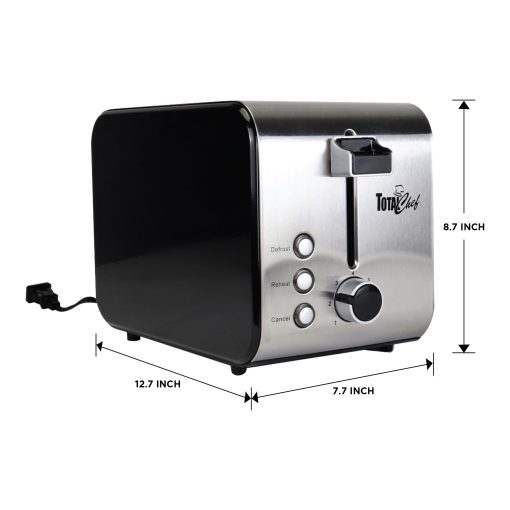 Total Chef 2-Slice Stainless Steel Toaster with Defrost and Reheat