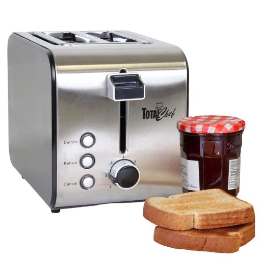 Total Chef 2-Slice Stainless Steel Toaster with Defrost and Reheat - Image 2