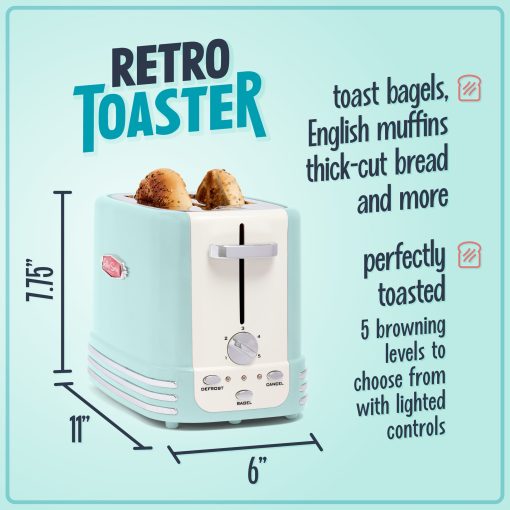 Nostalgia Retro 2-Slice Bagel Toaster, Aqua - Image 3
