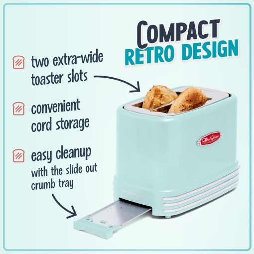 Nostalgia Retro 2-Slice Bagel Toaster, Aqua - Image 4