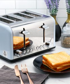 Redmond 4-Slice Extra Wide Slot 1650W Stainless Steel Toaster in Light Blue