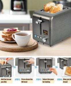 SEEDEEM Toaster 2 Slice, Stainless Steel Toaster with LCD Display