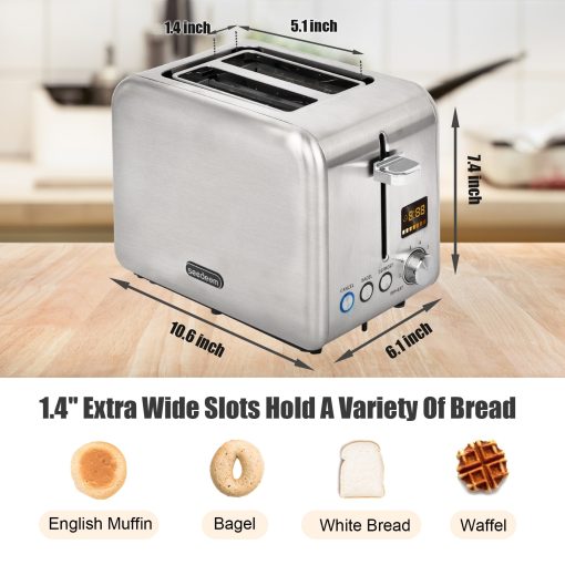 SEEDEEM Toaster 2 Slice, Stainless Steel Toaster with LCD Display - Image 3