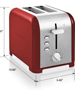 Kenmore 2-Slice Red Stainless Steel Toaster, Wide Slot, Bagel/Defrost