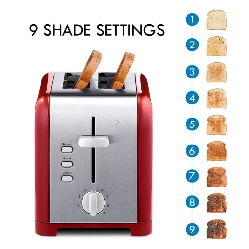 Kenmore 2-Slice Red Stainless Steel Toaster, Wide Slot, Bagel/Defrost - Image 5