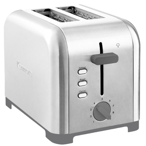 Kenmore 2-Slice Gray Stainless Steel Toaster, Wide Slot, Bagel/Defrost - Image 2