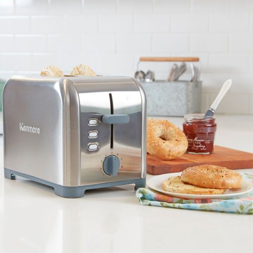 Kenmore 2-Slice Gray Stainless Steel Toaster, Wide Slot, Bagel/Defrost - Image 3