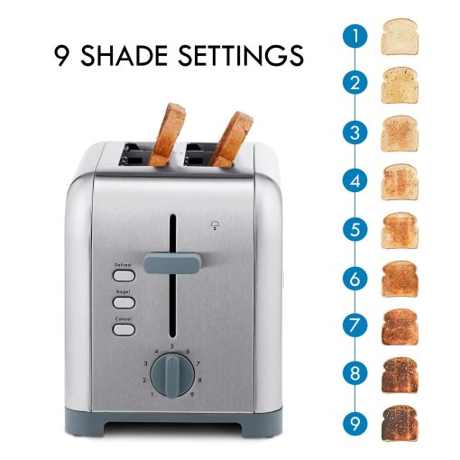 Kenmore 2-Slice Gray Stainless Steel Toaster, Wide Slot, Bagel/Defrost - Image 5