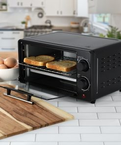 Counter Top Compact 9L Electric Toaster Oven with Rack in Black