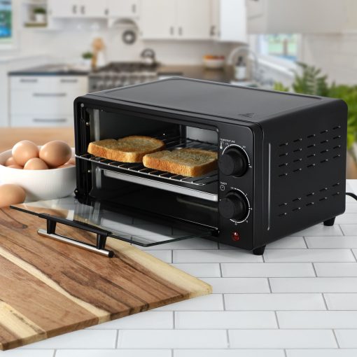 Counter Top Compact 9L Electric Toaster Oven with Rack in Black