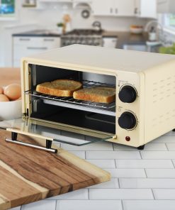 Counter Top Compact 9L Electric Toaster Oven with Rack in Cream