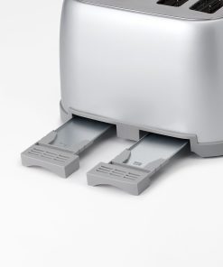 Betty Crocker 4-Slice Multi-Function Toaster, Toaster 4 Slice with Extra Wide Slots for Thick Bread, Silver