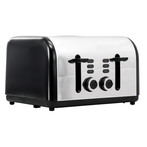 Carlow Wide Slot 4-Slice 1400W Stainless Steel Toaster in Black - Image 2