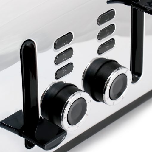 Carlow Wide Slot 4-Slice 1400W Stainless Steel Toaster in Black - Image 4