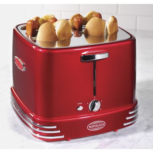 Nostalgia RHDT800RETRORED Retro Series 4-Slot Pop-Up Hot Dog Toaster - Image 2