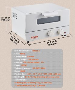 VEVOR Steam Oven Toaster, 12L Countertop Convection Oven 1300W 5-In-1 7 Cooking Modes Convection Oven Combo