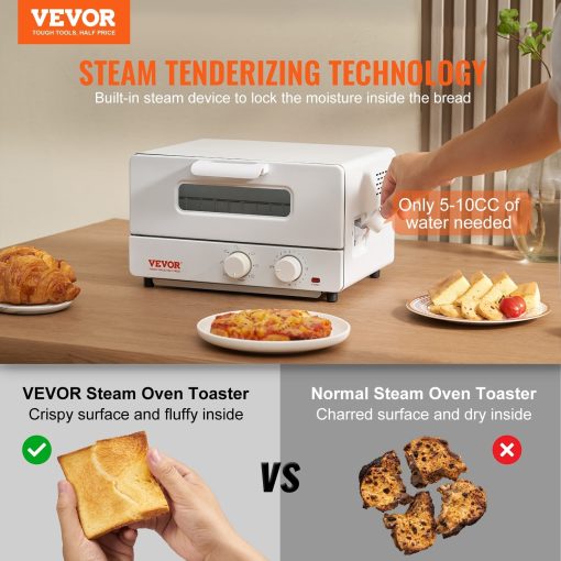 VEVOR Steam Oven Toaster, 12L Countertop Convection Oven 1300W 5-In-1 7 Cooking Modes Convection Oven Combo - Image 3