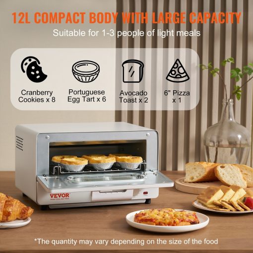 VEVOR Steam Oven Toaster, 12L Countertop Convection Oven 1300W 5-In-1 7 Cooking Modes Convection Oven Combo - Image 4