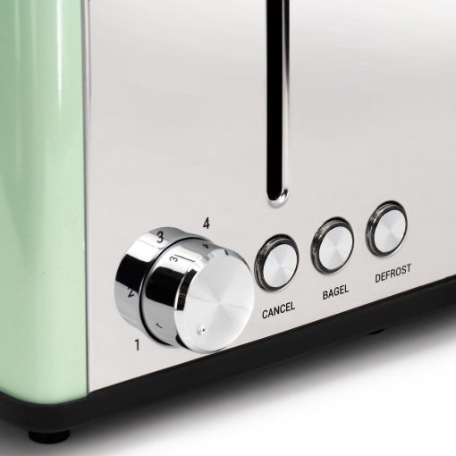 Carlow Extra Wide Slot 4-Slice 1650W Stainless Steel Toaster in Mint Green - Image 4