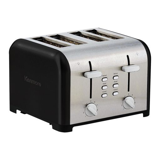 Kenmore 4-Slice Black Stainless Steel Toaster, Dual Controls,Wide Slot - Image 2