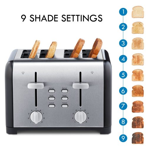 Kenmore 4-Slice Black Stainless Steel Toaster, Dual Controls,Wide Slot - Image 5