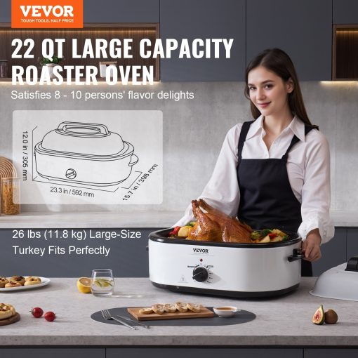 VEVOR Electric Roaster Oven Turkey Roaster Oven with Self-Basting Lid Adjustable Temp - Image 5