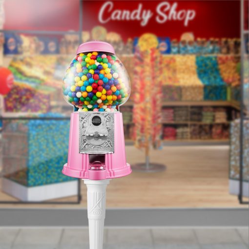 15in Gumball Machine w Stand Pink VintageStyle Candy Dispenser - Image 3