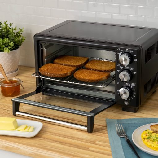 5-in-1 Function 4 Slice Countertop Convection Oven in Matte Black - Image 5