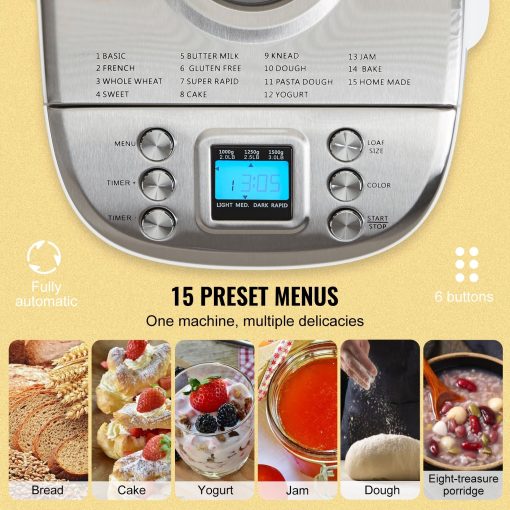 Bread Maker with Gluten Free Setting, Whole Wheat Bread Making, Digital, Programmable - Image 4