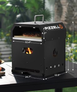 4 in 1 Outdoor Pizza Oven 2 Layer Detachable Grill Oven Multifunctional Pizza Maker with Pizza Stone - 12 inch