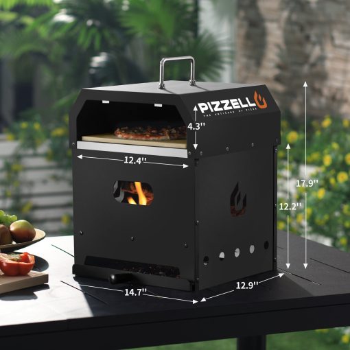 4 in 1 Outdoor Pizza Oven 2 Layer Detachable Grill Oven Multifunctional Pizza Maker with Pizza Stone - 12 inch