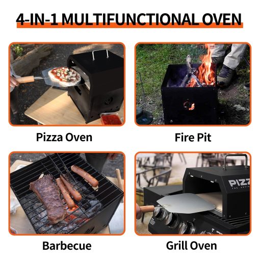 4 in 1 Outdoor Pizza Oven 2 Layer Detachable Grill Oven Multifunctional Pizza Maker with Pizza Stone - 12 inch - Image 3