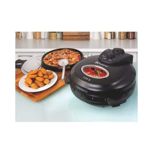 Euro Cuisine PM600 Electric Pizza Maker with Rotating Stone & Deep Pan