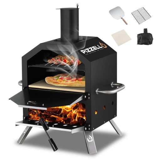 Outdoor Wood Fired Pizza Oven 2-Layer Pizza Maker Outside Pizza Grill for Backyard Parties - 12 inch - Image 2