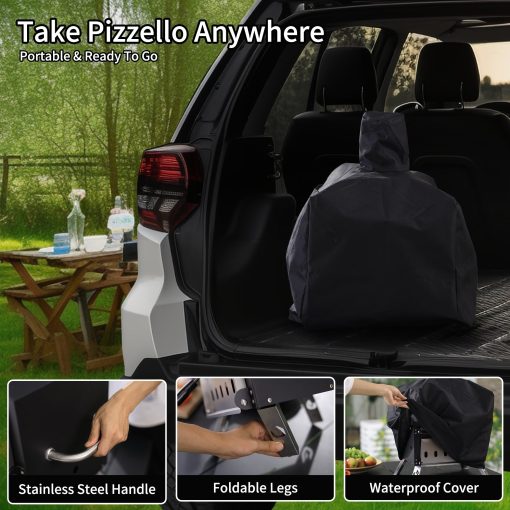 Outdoor Wood Fired Pizza Oven 2-Layer Pizza Maker Outside Pizza Grill for Backyard Parties - 12 inch - Image 5