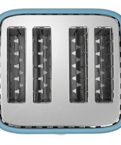 HADEN Dorchester Stone Blue Stainless Steel 4 Slice Toaster with Wide Slot, Removable Crumb Tray, Control Settings