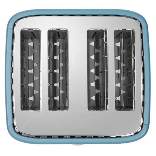 HADEN Dorchester Stone Blue Stainless Steel 4 Slice Toaster with Wide Slot, Removable Crumb Tray, Control Settings