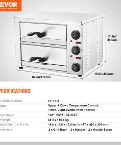 Electric Pizza Oven for Countertops, Even Baking Technology & Easy Clean Crumb Tray, Ideal for Both Commercial & Home Kitchens