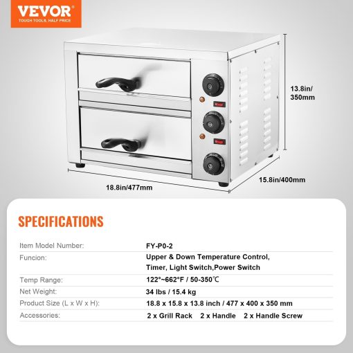 Electric Pizza Oven for Countertops, Even Baking Technology & Easy Clean Crumb Tray, Ideal for Both Commercial & Home Kitchens