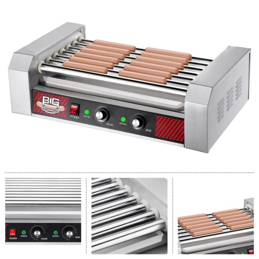Hot Dog Roller Machine &ndash Stainless-Steel Cooker with 7 Non-Stick Rollers by Great Northern Popcorn - Image 5