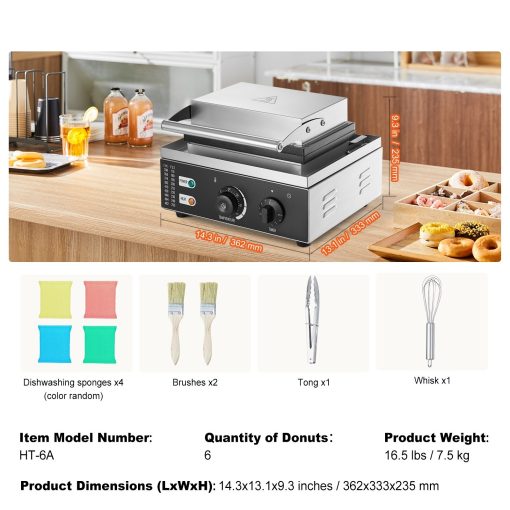 Electric Donut Maker Temperature 122-572&8457, for Restaurant and Home Use - 1550W