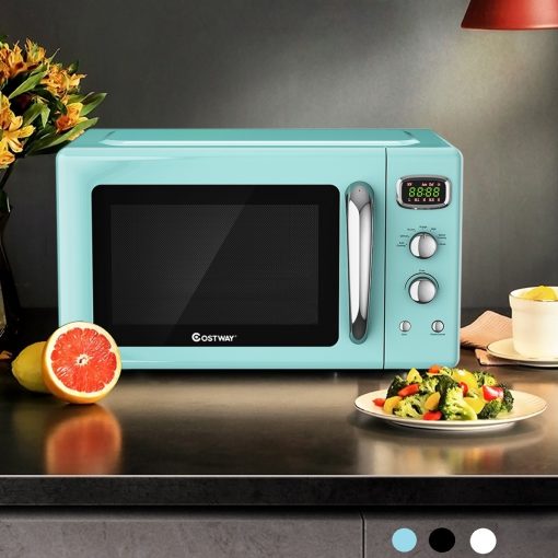 Costway 0.9Cu.ft. Retro Countertop Compact Microwave Oven 900W 8 - 19.5'' x 14'' x 11'' - Image 2