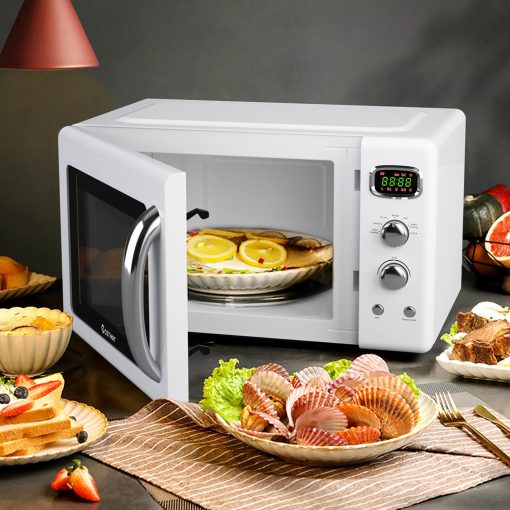 Costway 0.9Cu.ft. Retro Countertop Compact Microwave Oven 900W 8 - 19.5'' x 14'' x 11'' - Image 4