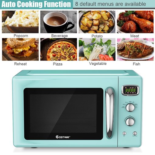 Costway 0.9Cu.ft. Retro Countertop Compact Microwave Oven 900W 8 - 19.5'' x 14'' x 11'' - Image 5