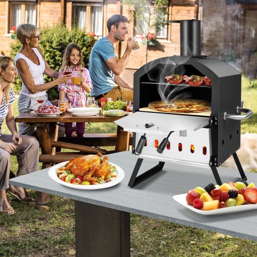 Costway 2-Layer Pizza Oven Wood Fired Pizza Grill Outside Pizza Maker - 21.5'' x 12'' x 28'' (L x W x H) - Image 5