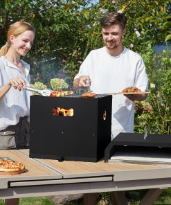 4 in 1 Outdoor Wood Fired Pizza Oven Portable Pizza Maker 2 Layer Detachable Grill with Grill Grate - 16 inch