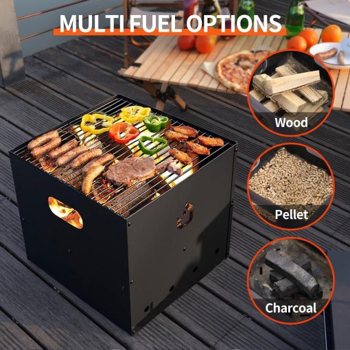 4 in 1 Outdoor Wood Fired Pizza Oven Portable Pizza Maker 2 Layer Detachable Grill with Grill Grate - 16 inch - Image 5
