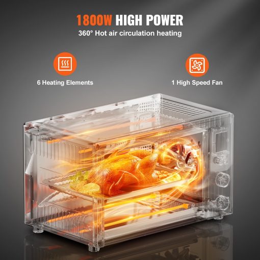 10-IN-1 Convection Oven, 28L/29.6Qt Multifunctional Conventional Oven Countertop, 1800W 4-Tier Toaster with Front Glass Door - Image 4